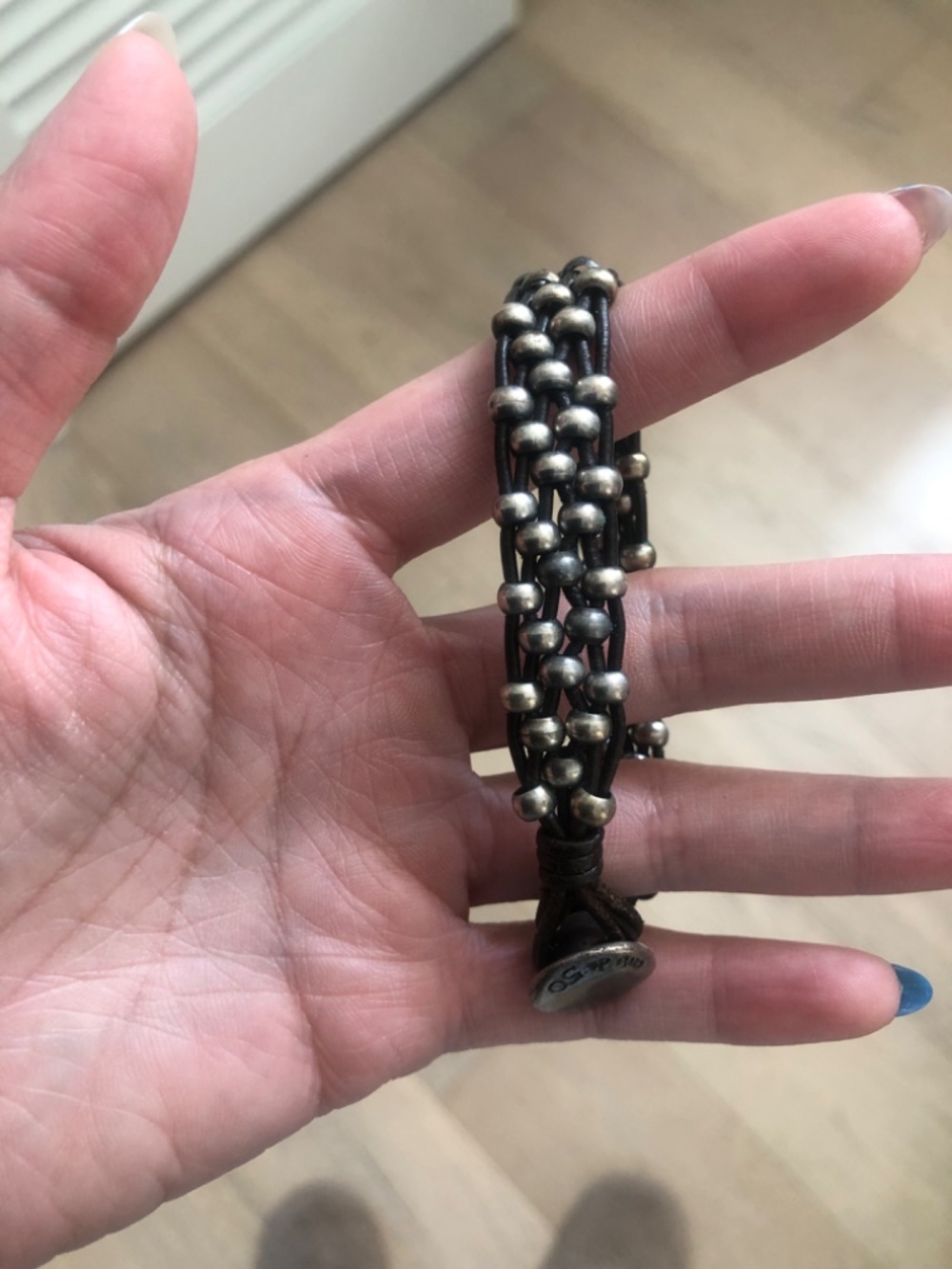 UNOde50 Multi Strand Leather and Silver Beaded Toggle Bracelet - Picture 4 of 4